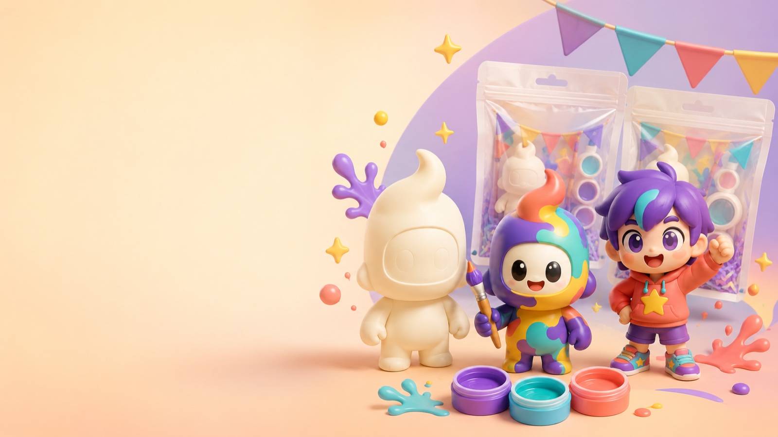 HULMAPOP Moodlings and paint-your-own kits with paints and brush